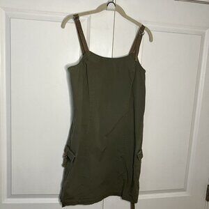 Y2K Point Zero Nicole Benisti Mini Dress Juniors 9 Green Cargo Utility